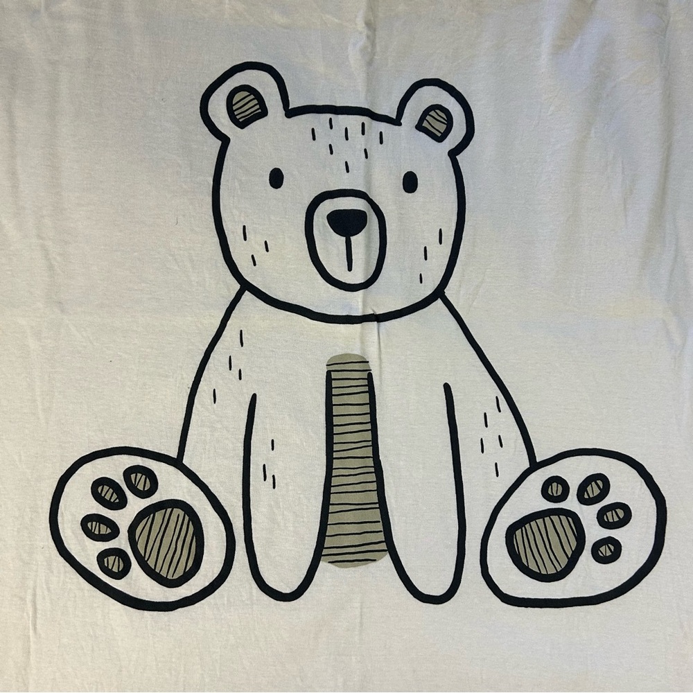 Old Navy Teddy Bear Baby Blanket Cream Off White Black Cotton Stretch Jersey